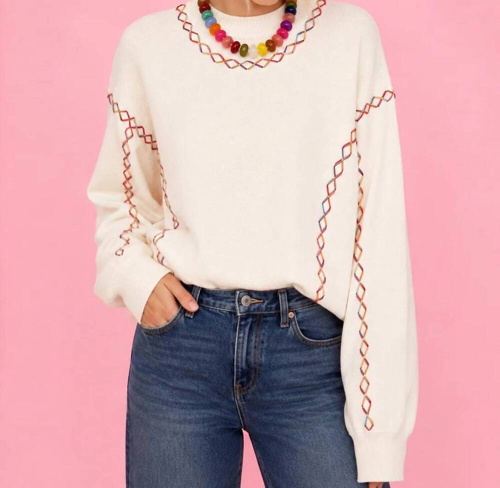 NEW LA SOCIETY rainbow stitch sweater in pattern